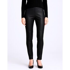 Akris Punto Leather Front Leggings Pants Black Women's US 8 (F 40 / D 38)‎